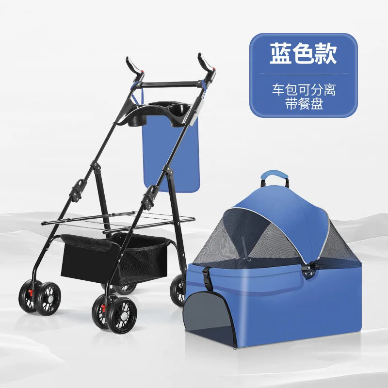 Pet Stroller for Dogs and Cats, Portable Foldable Travel Carrier for Small to Medium Pets, Outdoor Walking Jogging Cart