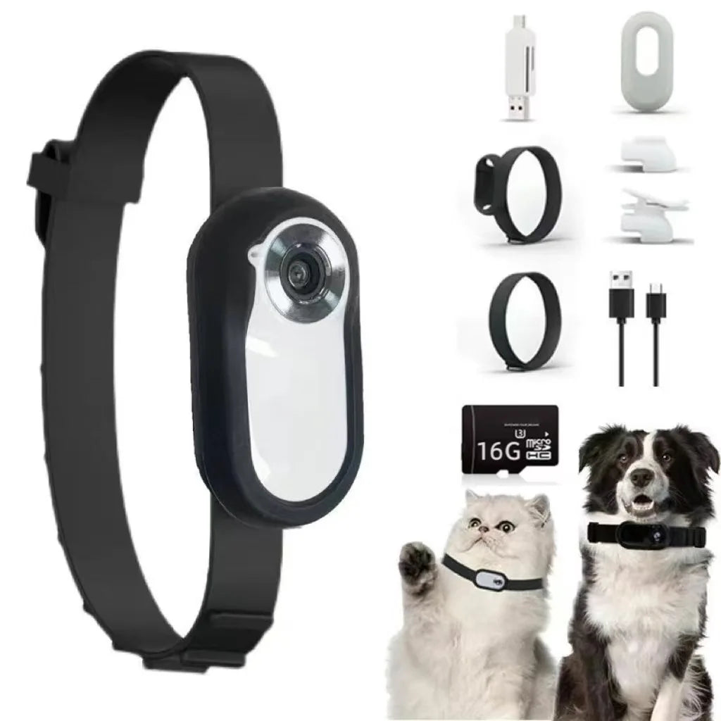 HD 1080P Pet Camera Collar for Dogs & Cats - Wireless Mini Action Cam for Outdoor & Indoor Use