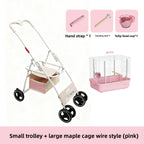 Foldable Lightweight Pet Stroller for Parrots Dogs Cats Outdoor Travel Carrier with Storage Space Portable Pet Transport Cart