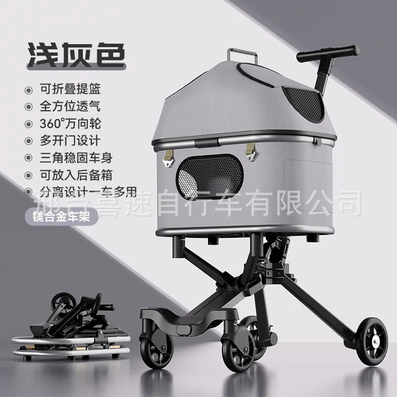 New Style Lightweight Foldable Detachable Pet Stroller Small Dog Cat Stroller Travel Carrier Cage For Walking Outdoors