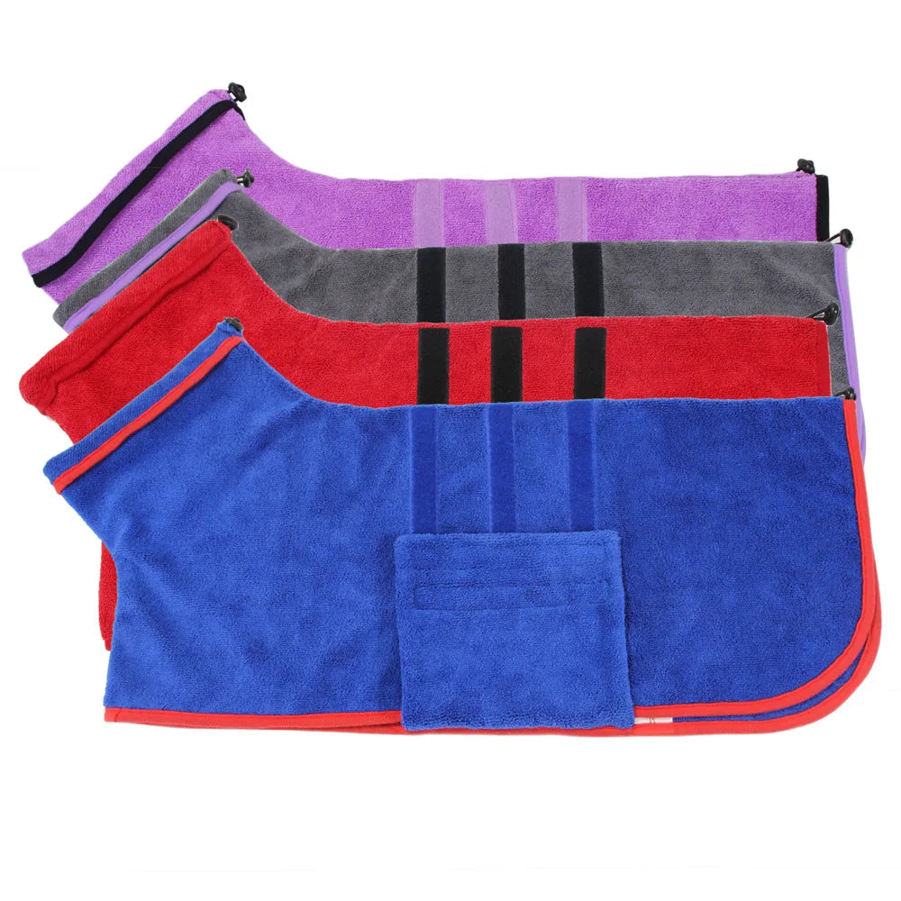 Dog Bathrobe 356g Microfiber Dog Drying Coat Super Absorbent Luxurious Soft Pet Bath Towel Adjustable Warm Dog Bathing Supplies