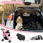 Pet Stroller for Small & Medium Dogs Cats Foldable Stroller with Breathable Mesh Storage Basket  Cup Holders  Travel Pet Carrier
