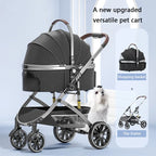 Bello Pet Trolley Stroller for Dogs & Cats - Multi-Function Travel Cart with Carrier Compartment