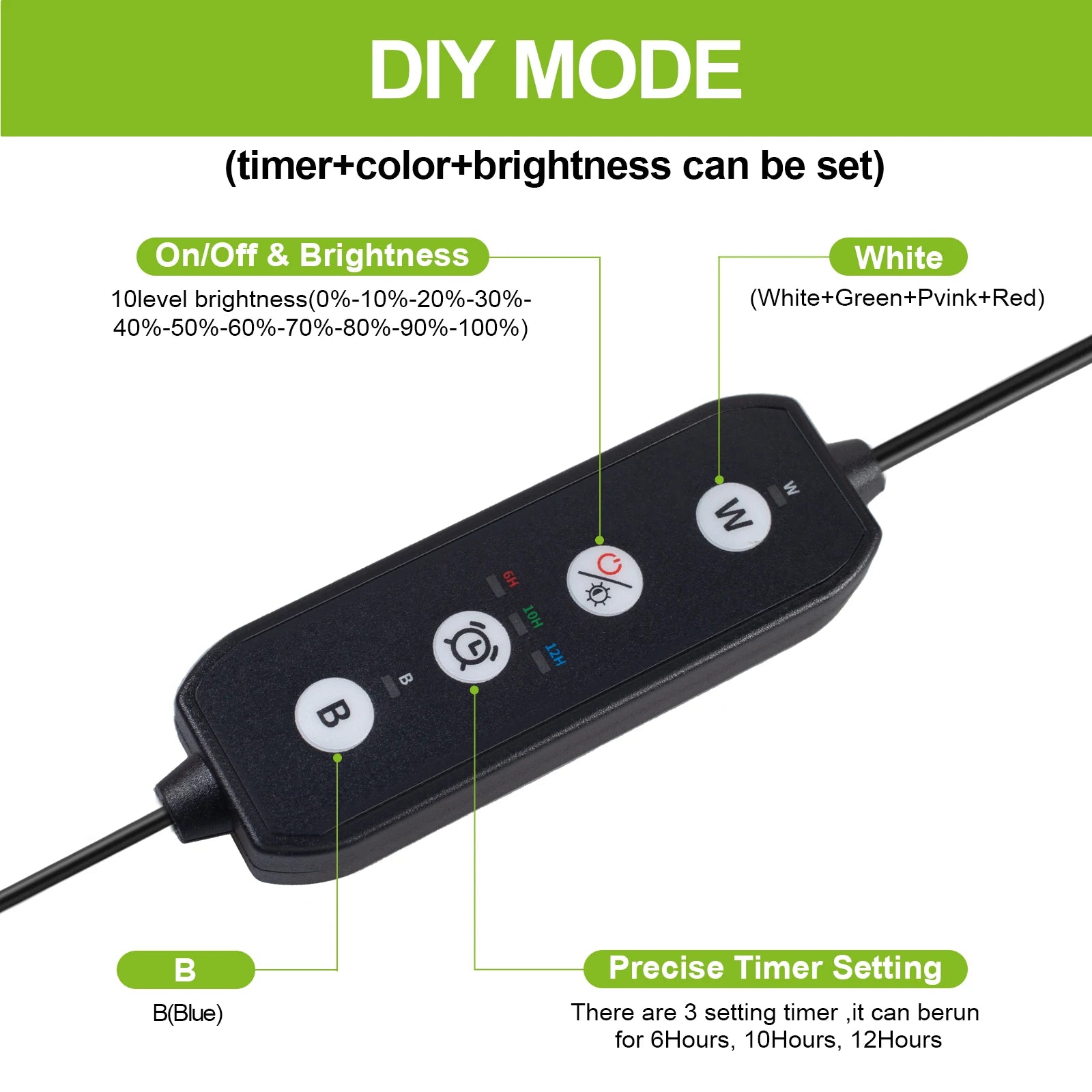 Dimmable Aquarium LED Light with Timer (30–60cm, Power-Off Memory, Plant Growth)