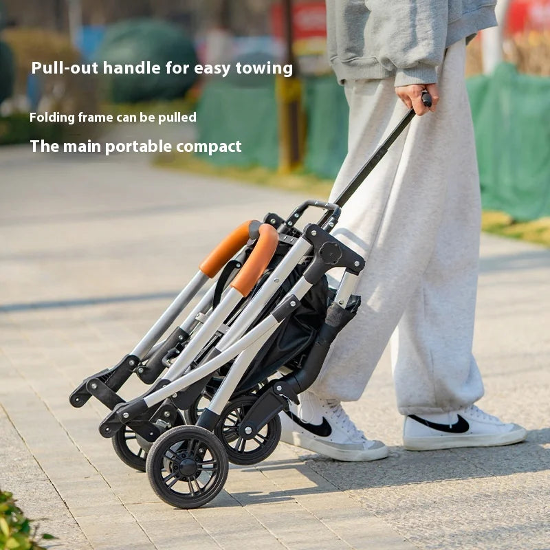 STLFLightweight Foldable 4-Wheel Pet Stroller for Medium and Large Dogs Teddy Babies and Small Pets Convenient Travel Cart