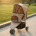 3-Wheel Pet Pet Carriage Foldable Folding Dog Pet Carriage Lightweight Cat Carrier Breathable Mesh Single-Button Fold