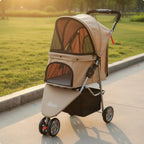 3-Wheel Pet Pet Carriage Foldable Folding Dog Pet Carriage Lightweight Cat Carrier Breathable Mesh Single-Button Fold
