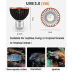 Professional 3W Reptile Lamp UVA UVB5.0 UVB10.0 Lmap LED Bulb Turtle Tortoise Lizard Basking Sunlight UVB Bulb Lighting