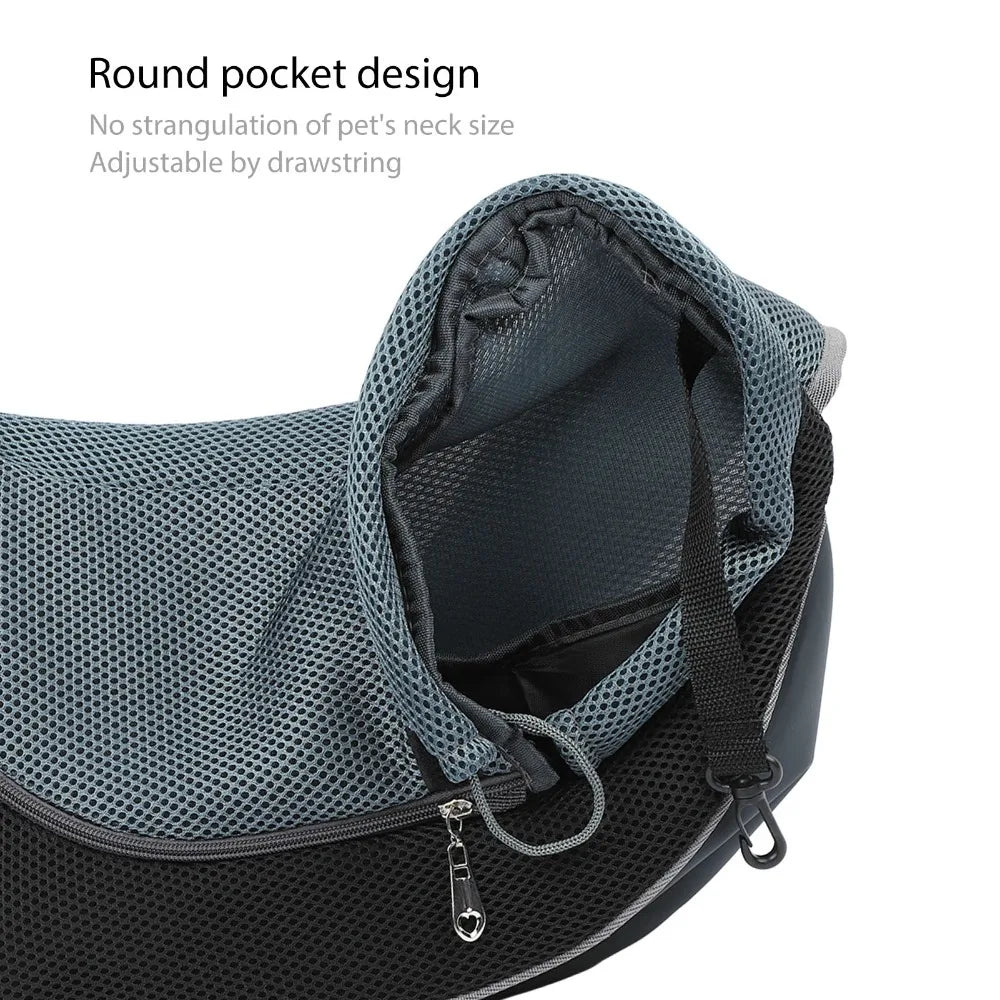 Breathable Mesh Pet Sling Carrier Large Capacity Adjustable Strap Single Shoulder Carrier Light Weight Soft Fabric