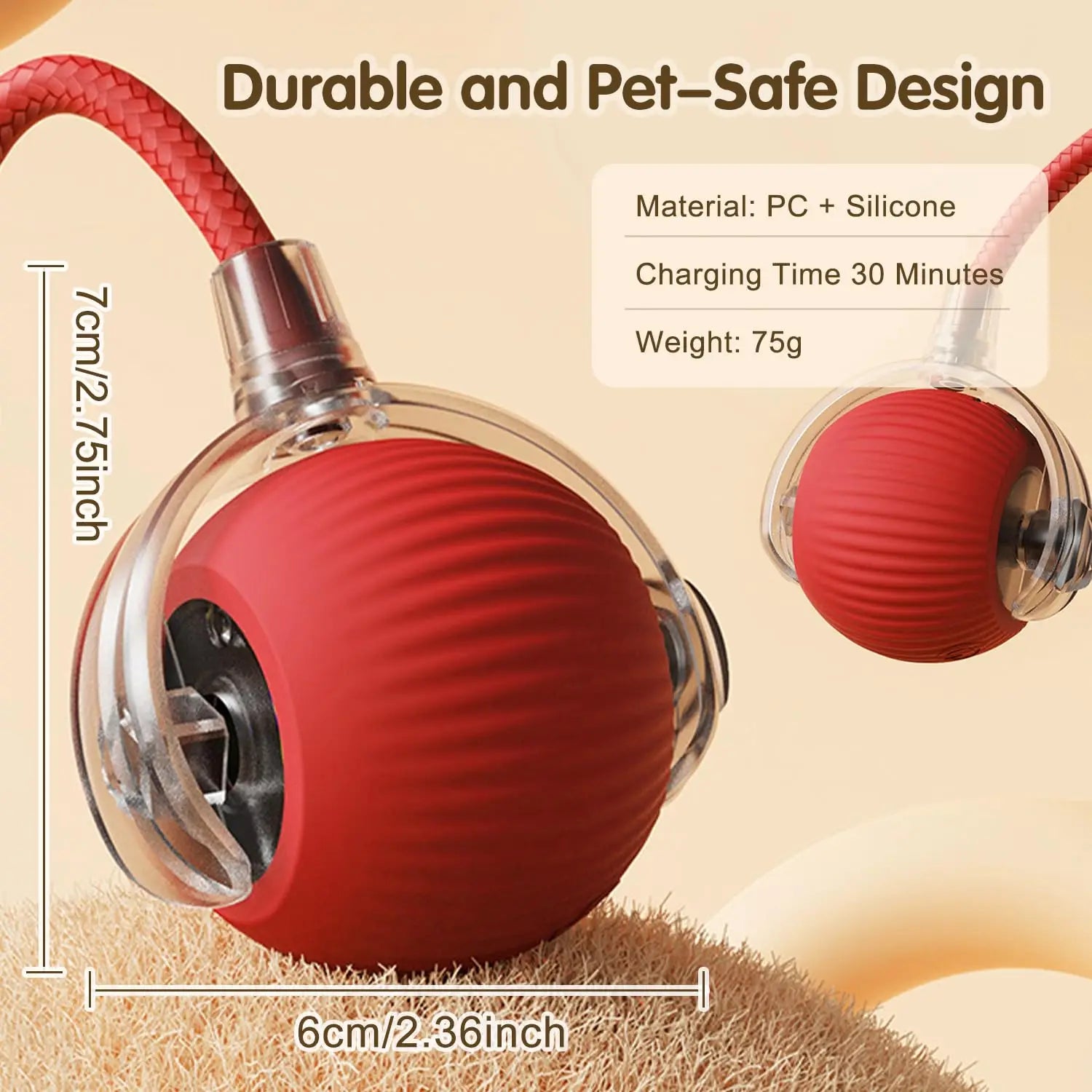 Auto Rolling Ball Cat Toy with Tail — Rechargeable Smart Electric Mouse Teaser for Cats