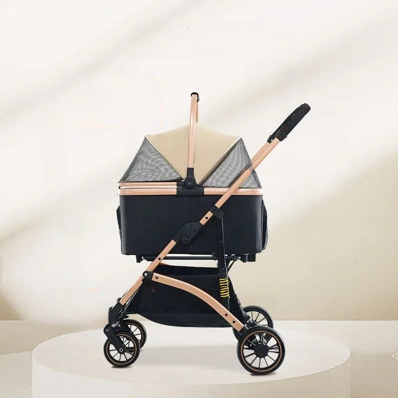 Detachable Basket Pet Stroller Large Space and Comfortable Dog Stroller Easy Folding Pet Stroller Portable Pet Handbag