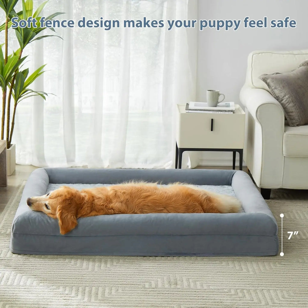 XXL Orthopedic Dog Sofa Bed with Bolster Sides for Giant Breeds
