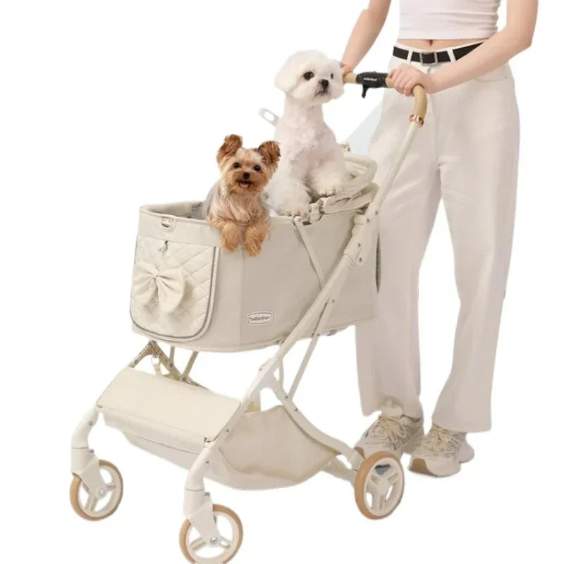 Outdoor Pet Stroller Travel Breathable Lightweight Puppy Stroller Convenient One-touch Folding for Cat Small Dog Aeroplane-ready