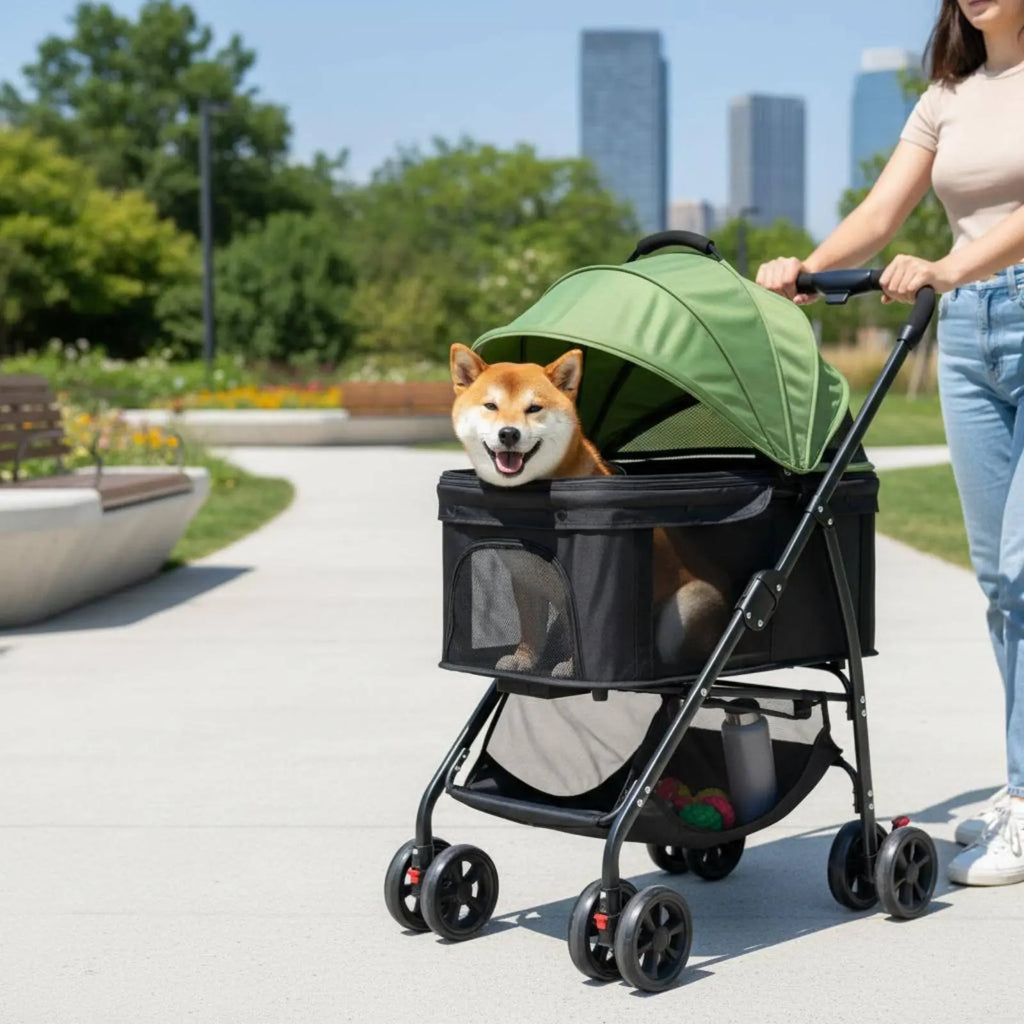 Foldable Pet Pet Transport Full Rotation Wheels Detachable Pet Carrier Pet Transport Lightweight Dog Cat Animal Carriage Storage