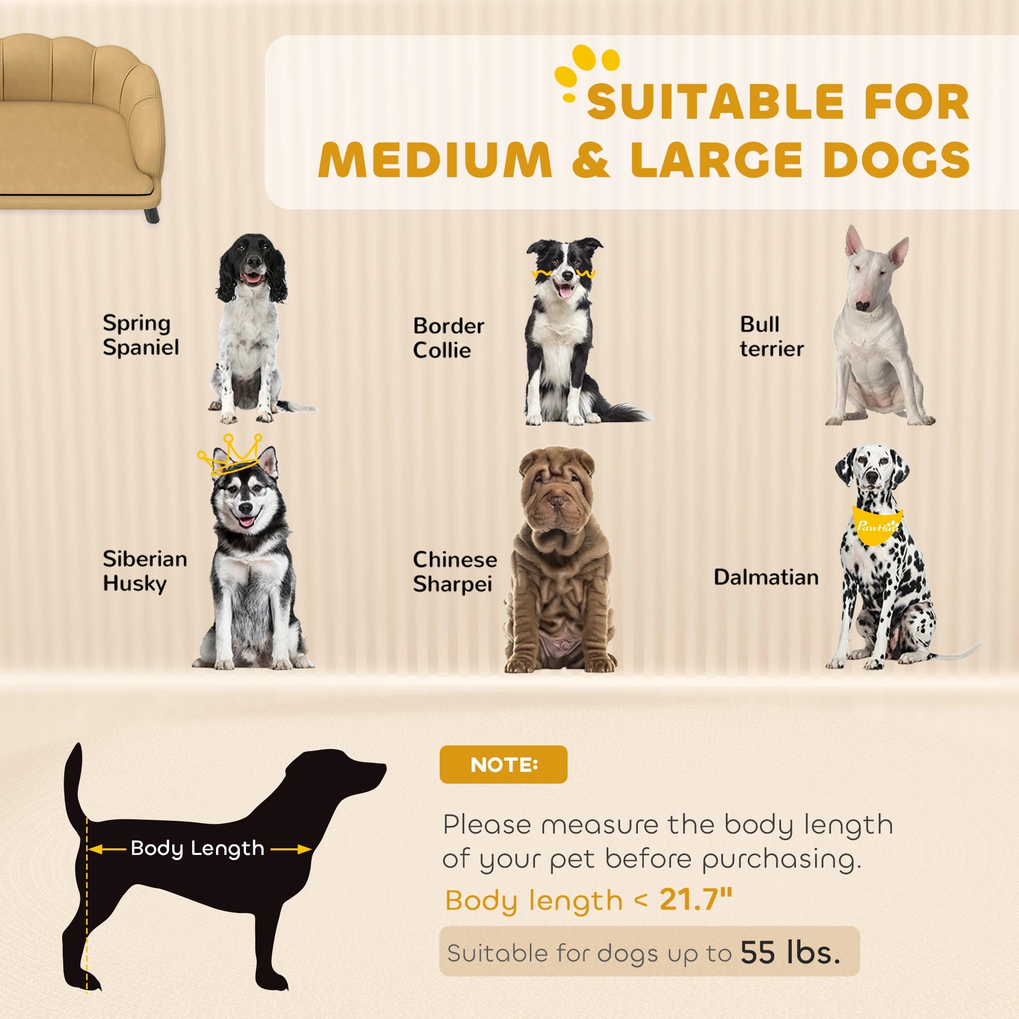 Pearl Design Pet Sofa with Solid Wood Legs (Coffee)