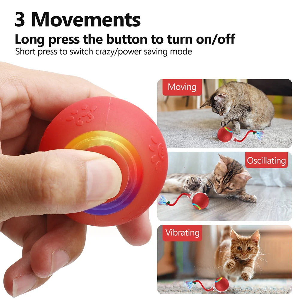 Motion-Activated Self-Rotating Cat Ball Toy — Fast Rolling Anti-Depression Interactive Ball for Indoor Cats