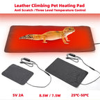 Anti-scratch Leather Pet Heating Pad Reptile Turtle 3 Gear Adjustable Temperature Waterproof USB Charging Pet Heat Mat Grey 1Pc