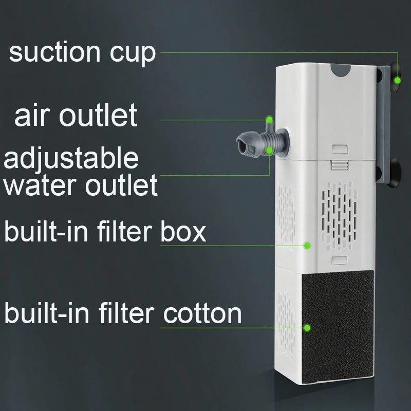 Aquarium Filter Pump Fish Tank Submersible Silent Air Oxygen Aerator Internal Water Pump Aquarium Air Pump Wave Maker 220v
