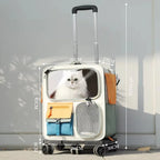 High Quality Durable Large Storage with Feeding Window Bag Ventilated Breathable Pet Carrier Backpack with Wheels