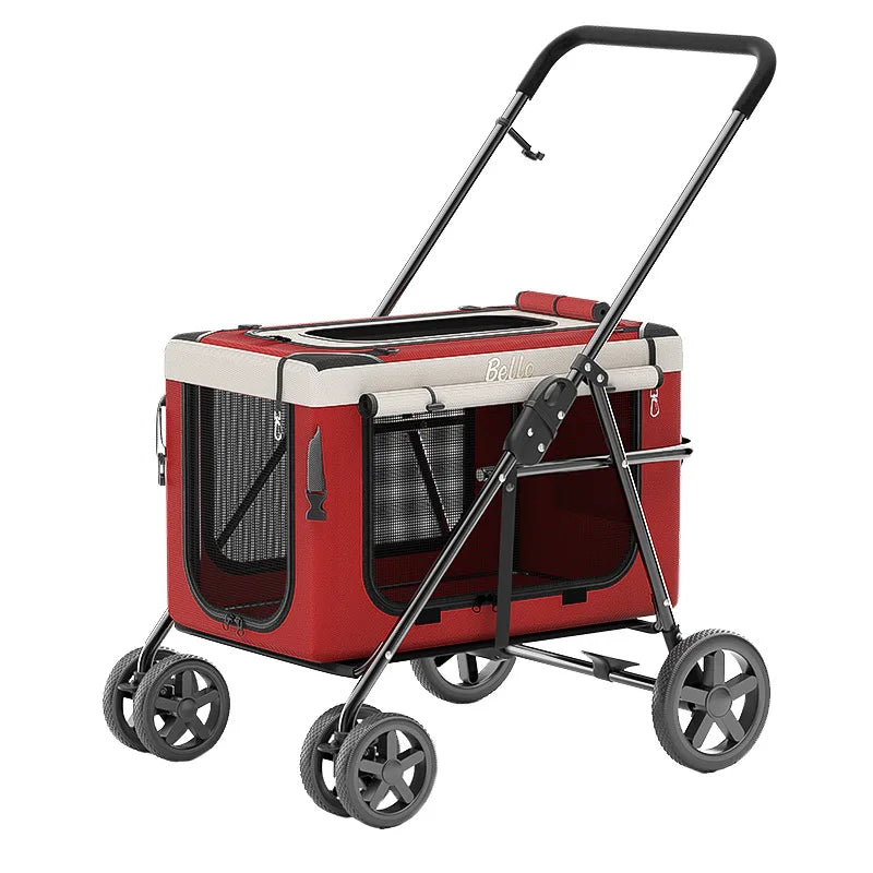BL09 Universal Pet Stroller Foldable Dog Cat Carrier Outdoor Travel Cart with Detachable Bag