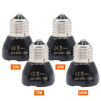220V Far Infrared Heating Lamp Black Ceramic E27 Pet Warmer Bulb Brooder Chickens Tortoise Lizard Reptile Light 25/50/75/100W