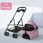 Foldable 4-Wheel Lightweight Eco-Friendly All-Season Pet Stroller Oxford Metal Frame Portable For Small Medium Pets 17kg Maximum