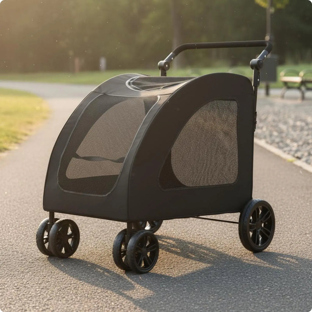 Large Dog Stroller Breathable Mesh Foldable Dog Stroller Supportive Ride Removable Liner for Outdoor Walks, Travel
