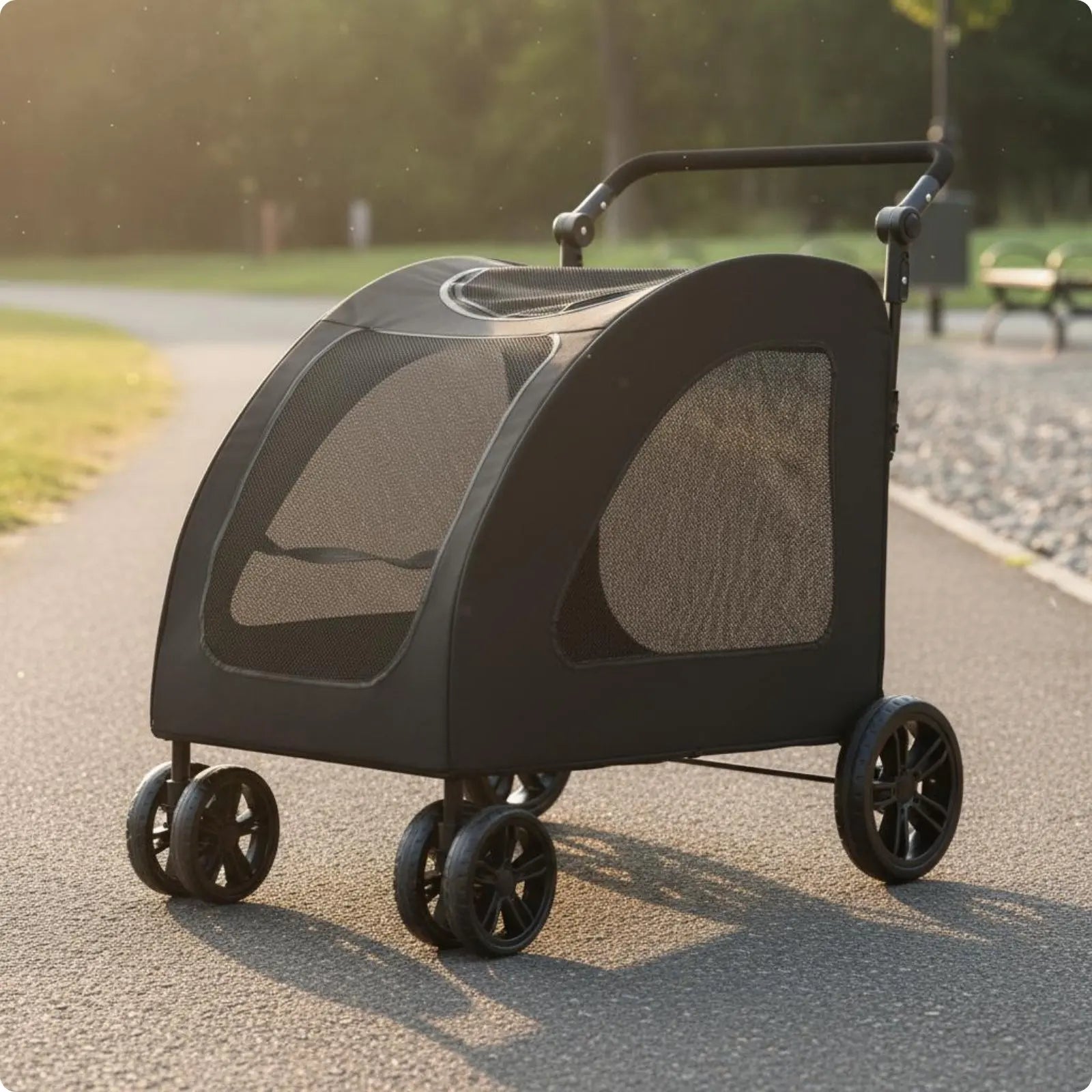 Large Dog Stroller Breathable Mesh Foldable Dog Stroller Supportive Ride Removable Liner for Outdoor Walks, Travel