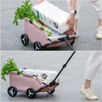 Folding Travel Pet Cart 4 Wheels Rolling Cat Carrier Lightweight Trolley For Travel Shopping Walking Shock Absorption Wheels