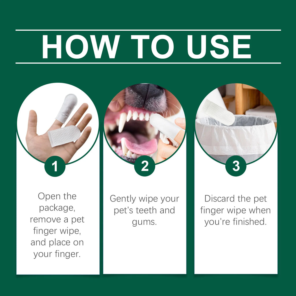 Pet Teeth Cleaning Wipes: Cleans Food Residues in Teeth Gaps, Eliminates Bad Breath, Freshens Mouth, Easy to Use