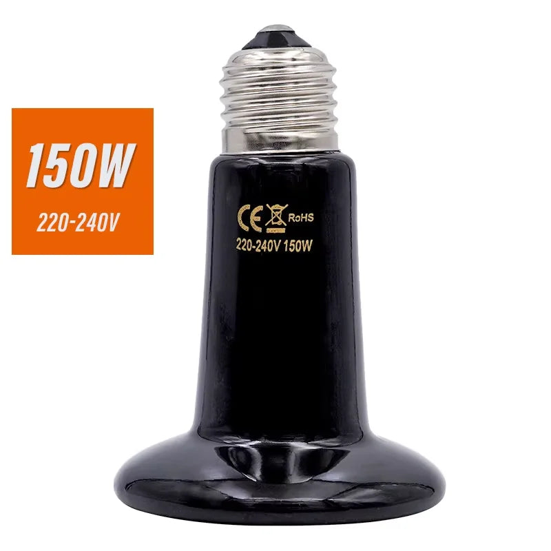 220V Pet Ceramic Heating Lamp Bulb Bird Heat Lamp Protective Cover Against Scalding No Light Emitting Heater for Reptile Poultry
