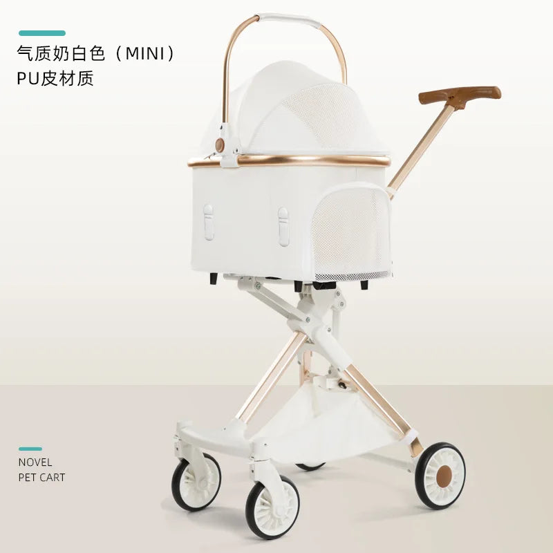 Pet Stroller for Small Dogs and Cats, Portable Foldable Dog Cart, Lightweight Retractable Pet Carrier, Easy Travel