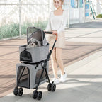 Breathable Large Capacity Double Layer Cat Dog Transporter Luxury Pet Cat Stroller Newborn Pet Stroller Outdoor Travel Vehicle
