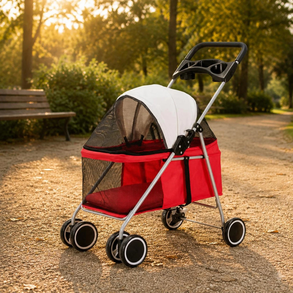 Foldable Pet Stroller twinWheel Pet Carrier for Outdoor Transport