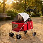 Foldable Pet Stroller twinWheel Pet Carrier for Outdoor Transport