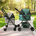 Fashion Universal Wheel Pet Stroller, Lightweight Foldable Dog Cat Cart, Compact Indoor Outdoor Carrier, Modern Pet Travel Gear
