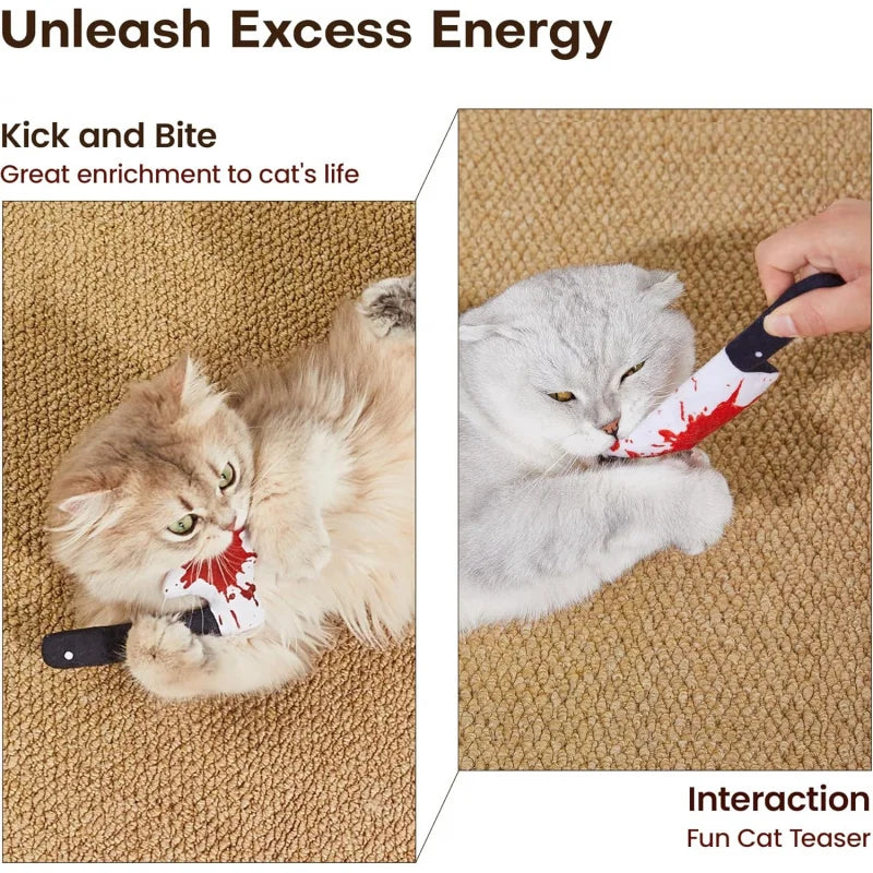 Potaroma 4-Pack Knife-Shaped Catnip Crinkle Toys — Indoor Exercise for All Breeds