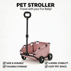 Folding Travel Pet Cart 4 Wheels Rolling Cat Carrier Lightweight Trolley For Travel Shopping Walking Shock Absorption Wheels