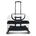 Large Capacity Portable Pet Trolley Box Universal Wheels Breathable Transparent Backpack Zipper Closure Made Durable Plastic