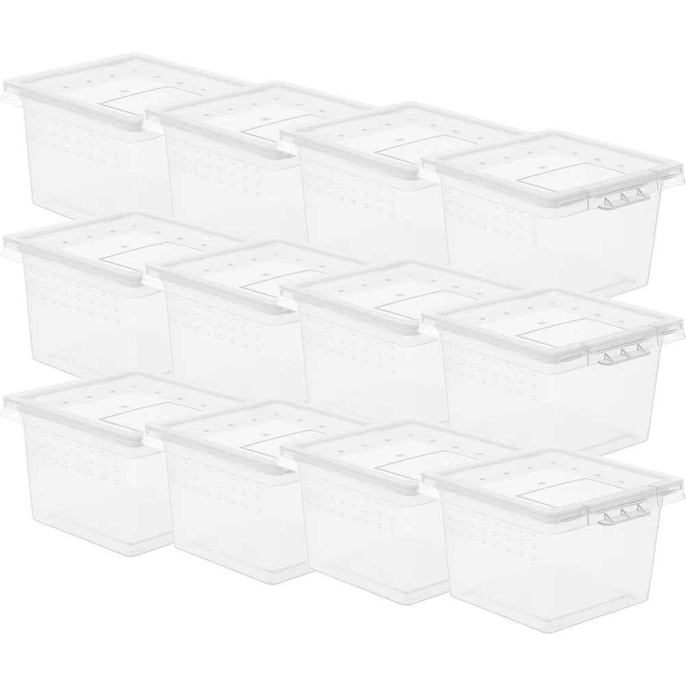20 Pcs Reptile Enclosure Tank Clear Box Small Cage Plastic Container Feeding Snake Lizard Terrarium Insect Breeder Pet