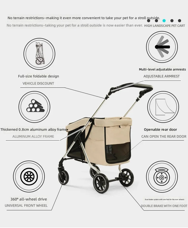 Pet Stroller for Large Dogs and Cats, Foldable Portable Carrier for Elderly and Disabled Pets, Durable and Comfortable Design