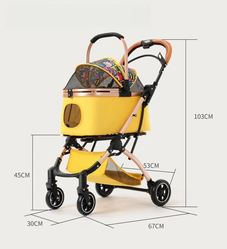 3-in-1 Pet Stroller with Car Seat (4-Wheel, Foldable, up to 36lbs)