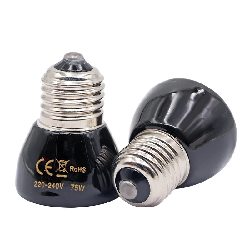 220V Far Infrared Heating Lamp Black Ceramic E27 Pet Warmer Bulb Brooder Chickens Tortoise Lizard Reptile Light 25/50/75/100W