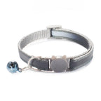 Reflective Cat Head Pattern Cat Collar with Bell — Adjustable Decorative Kitten Neck Strap