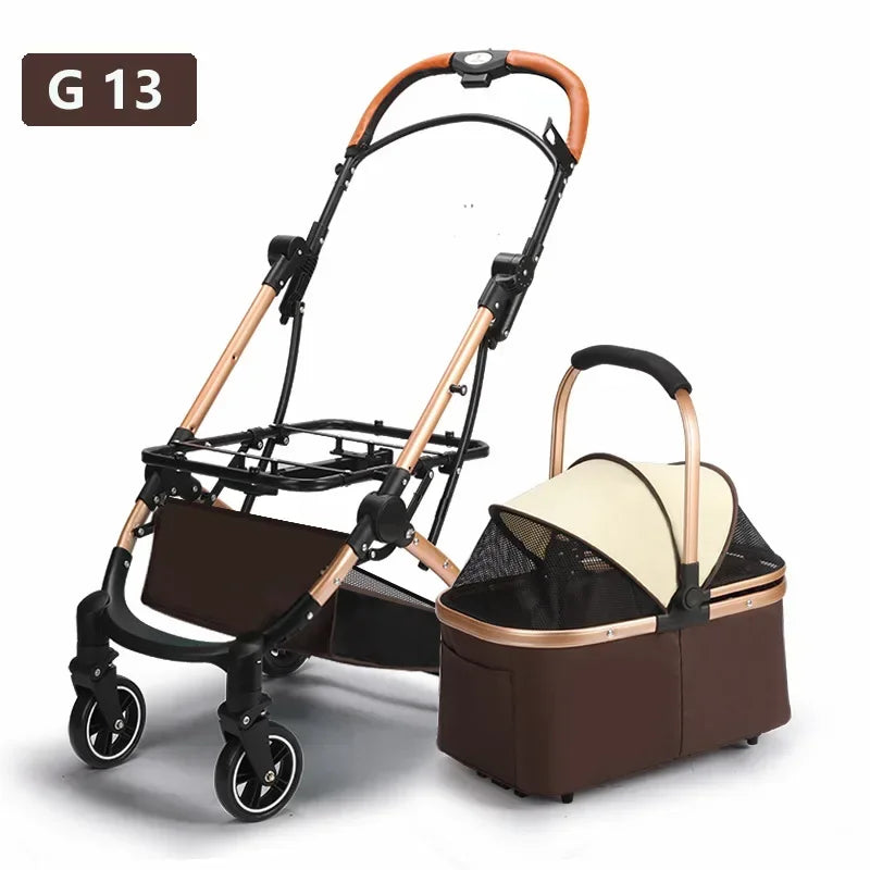 Portable Multifunctional Pet Stroller Detached Vehicle Mounted Pet Cage Lightweight and Foldable Pet Stroller Dogs Buggy