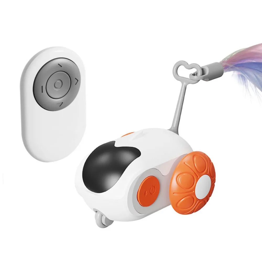 Rechargeable RC Smart Rolling Turbo Tail Cat Toy — Automatic Electronic Moving Car for Cats