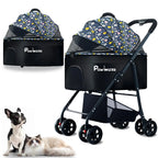 4 Wheels Pet Stroller 4 in 1 Pet Stroller with Detachable Carrier for Small & Medium Dogs Cats up to 55 lbs Easy-Folding Travel
