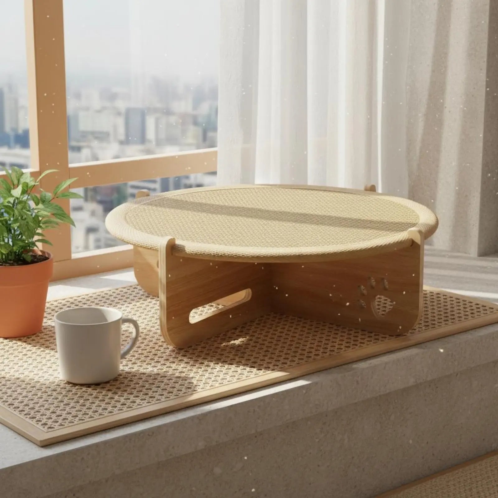 Cooling Wooden-Frame Cat Hammock Bed (Summer)