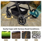 Lightweight Foldable Double Pet Stroller, Detachable Single/Double Carrier for Small & Medium Dogs Cats, Portable for Car Travel