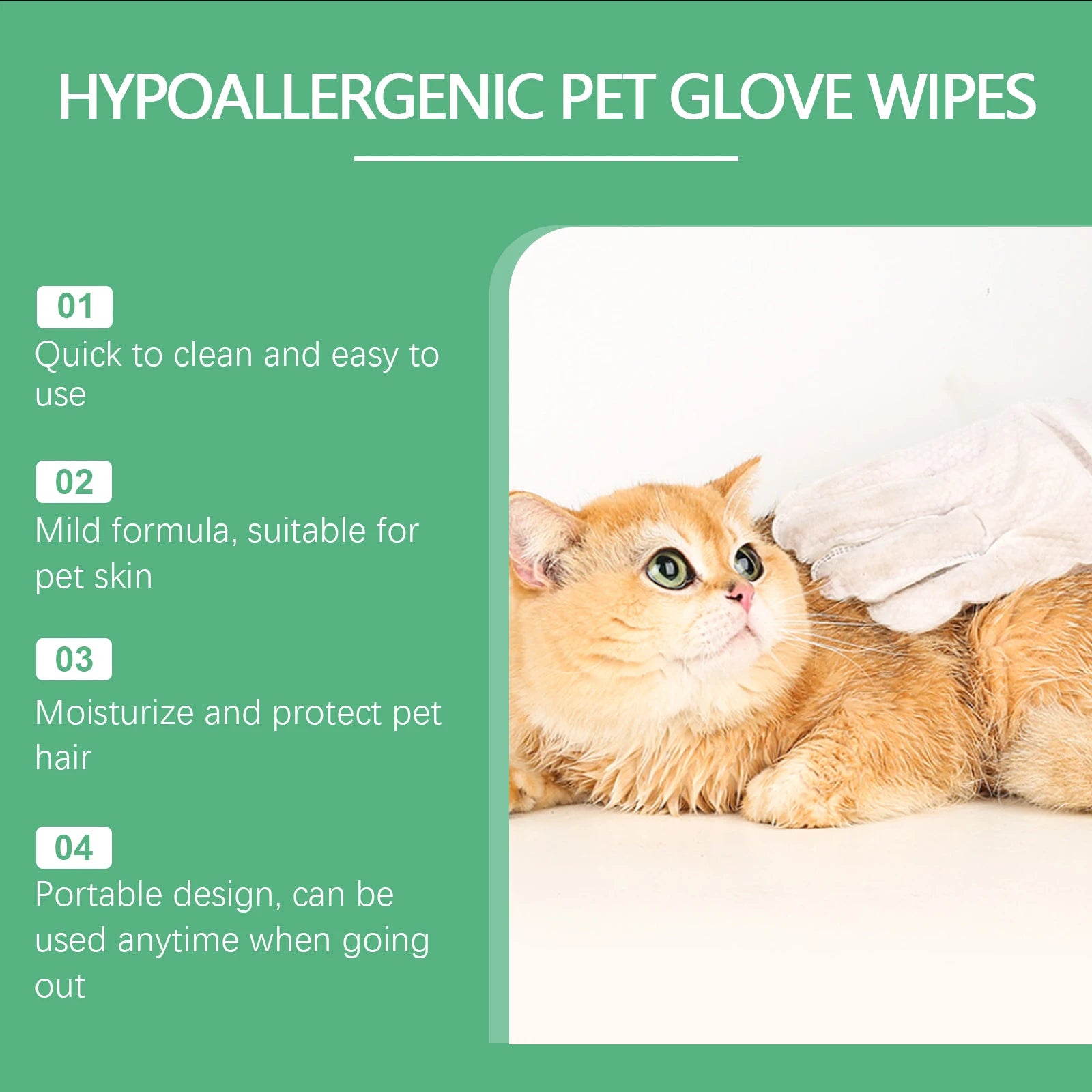 Disposable Pet Cleaning Gloves for Dogs and Cats with Coconut Oil and Glycerin Wipe Down Between Baths No Water Needed Drying